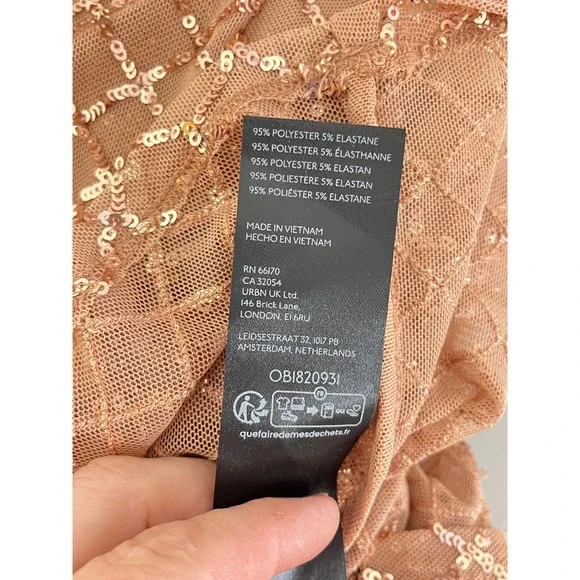 Pilcro Sequin Mesh Top Women's Medium Rose Gold Mock Neck Long Sleeve - Picture 7 of 7